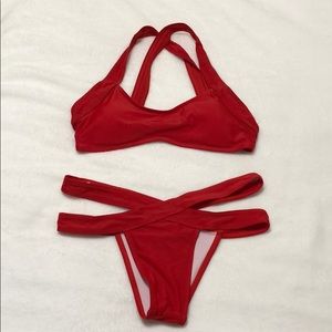 Red Strappy Bikini
